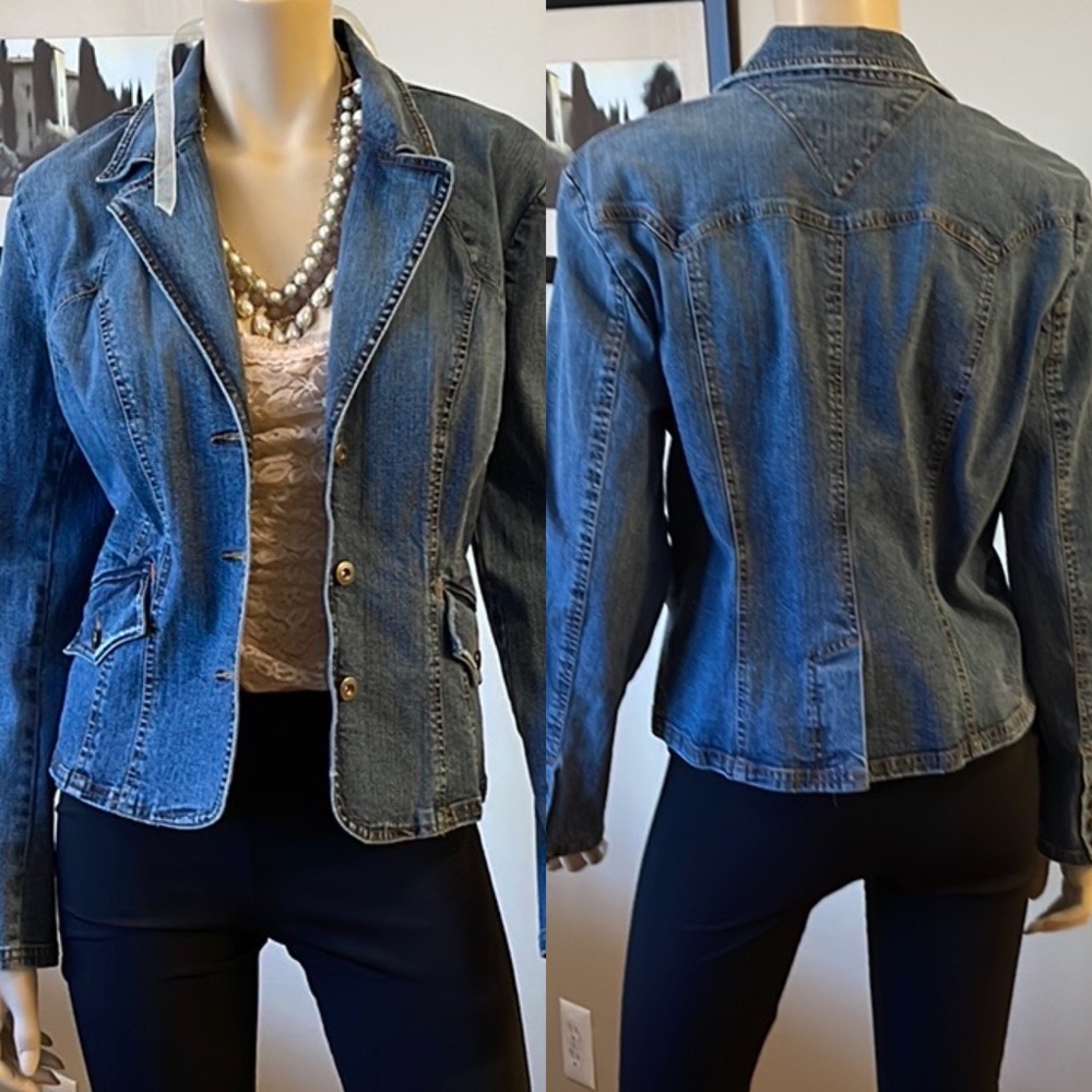 Tommy Hilfiger Vintage Stretch Denim Buttoned Front Blazer/Jacket. - Picture 2 of 14